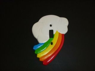 Vtg 1973 Mod Rainbow Clouds Ceramic Plaster Switch Plate Cover Prickett Cover Up