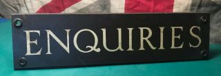 Vintage Wooden Enquiries Door Sign