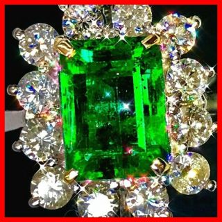 $230,  000 FiNe ESTATE NATURAL EMERALD 6.  65 Ctw RARE DIAMOND RING 18KT GOLD 2