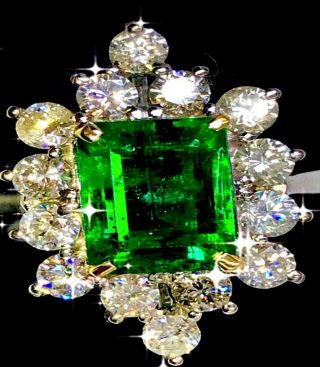 $230,  000 FiNe ESTATE NATURAL EMERALD 6.  65 Ctw RARE DIAMOND RING 18KT GOLD 3