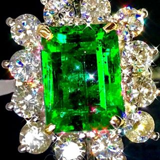 $230,  000 FiNe ESTATE NATURAL EMERALD 6.  65 Ctw RARE DIAMOND RING 18KT GOLD 8