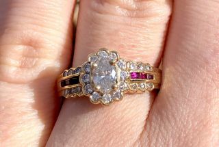 $2,  750 Stunning Antique 14k Gold Diamond And Ruby Ring.  84 Ctw Vintage Vtg