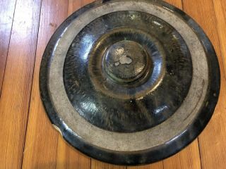 Antique 10 Gallon 14” Stoneware Crock Lid Pre - Wwi Button Knob