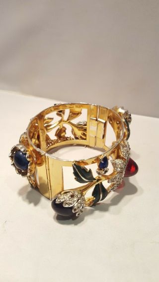 Rare Vintage Gorgeous Rhinestone Coro Craft “carmen Miranda” Glass Bracelet