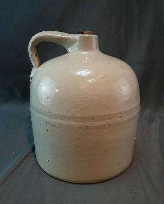 Antique 1 Ga.  Salt Glaze Pottery Stoneware Beehive Whiskey Jug Bottle Hand Mold