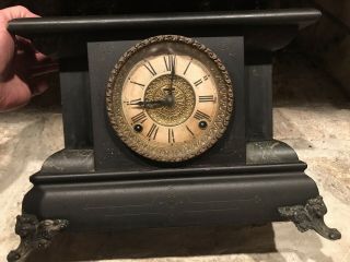 Vintage E.  Ingraham Co.  Black Mantle Clock