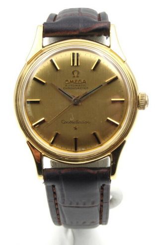 Vintage 18k Gold Omega Constellation Pie Pan 24 Jewel C.  551 Automatic Watch 6027
