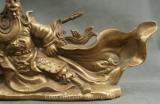 10.  4 China Ancient Bronze Guangong Guan Gong Yu Warrior God Sword Dragon Statue 4