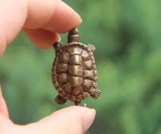 5 Cm Chinese 100 Pure Bronze Buddhism Fengshui Animal Tortoise Turtle Statue