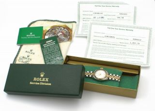 VINTAGE LADIES ROLEX OYSTER PERPETUAL TWO - TONE WRISTWATCH w/ BOX & PAPERS 5912 2