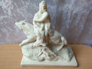 Antique Porcelain Figurine Statue Ussr Ivan King And The Princess On A Wolf
