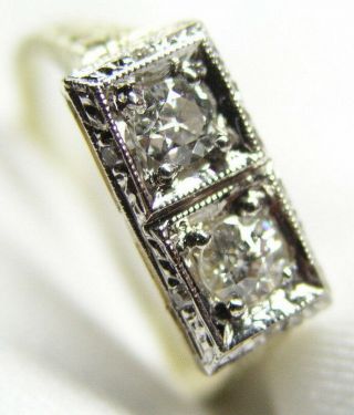 Rare Vintage Estate 14k Yellow Gold Art Deco.  37ct European Cut Diamond Ring