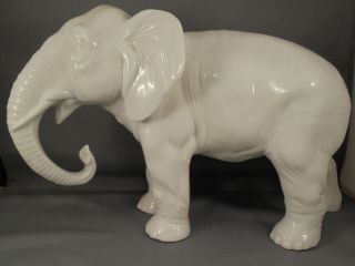Vintage Sitzendorf Porcelain White Elephant Figure 11 " X 7 1/2 "