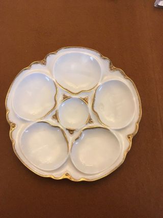 Gumps Sf - 5 Well Oyster Plate By Theodore Haviland For Sg Gump.