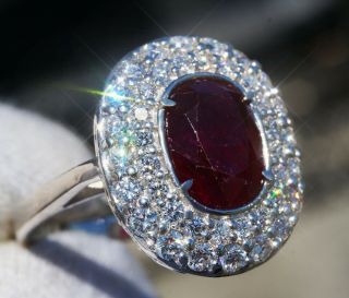 Ruby Diamond Ring White Gold 14K Natural Rare GC Certified 4.  1CT RETAIL$15700 10