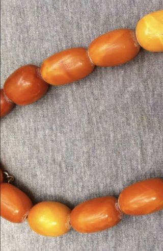 ANTIQUE 100 NATURAL AMBER BEAD NECKLACE,  BUTTERSCOTCH,  CHINESE 18/19C 42.  7 Gram 5