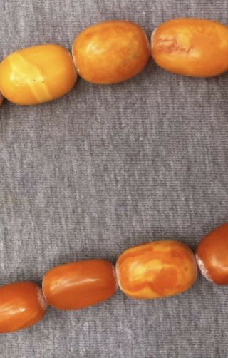 ANTIQUE 100 NATURAL AMBER BEAD NECKLACE,  BUTTERSCOTCH,  CHINESE 18/19C 42.  7 Gram 6