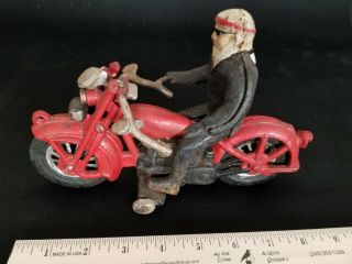 Vintage Cast Iron Toy Motorcycle W/ Separate Rider -
