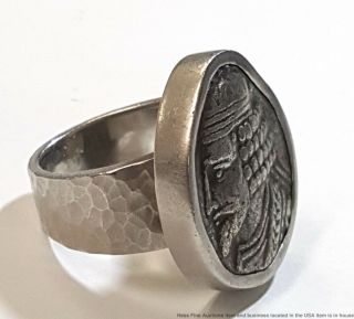 Glenda Queen 45.  5g Platinum Designer Arts Crafts Ancient Coin Ladies Ring 2