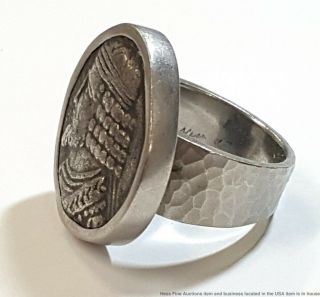 Glenda Queen 45.  5g Platinum Designer Arts Crafts Ancient Coin Ladies Ring 3