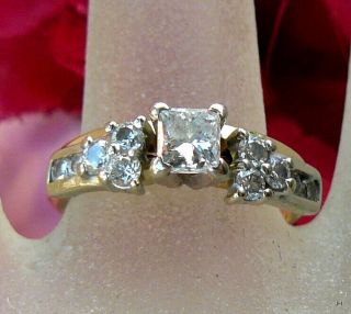 14k Gold Diamond Princess Solitaire Engagement Pwj 10 Stone Jacket Wedding Ring