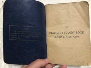 Vintage 1913 " The Recruit’s Hand Book,  United States Navy”,  Cloth Cover