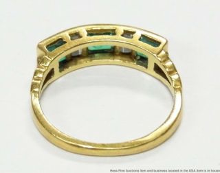 Ultra Fine Diamond Baguette Gem Quality Natural Emerald Ring 18k Gold Art Deco 5