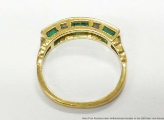 Ultra Fine Diamond Baguette Gem Quality Natural Emerald Ring 18k Gold Art Deco 9