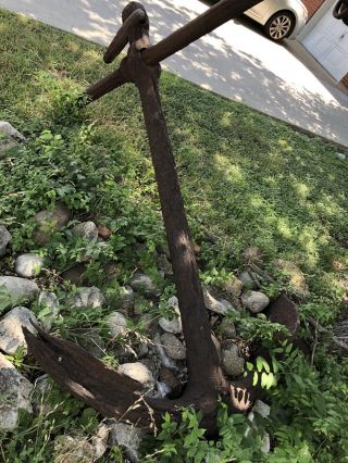 Antique Vintage Large Boat Ship Anchor Very Tall Cast Wrought Iron 3