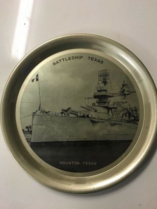 Wwii Uss Battleship Texas Vintage Serving Platter Plate Houston Tx Made In Japan