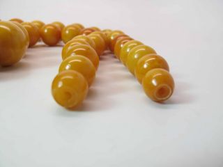 Antique Round Egg Yolk Baltic Amber Necklace w/ 30 - MM Center Bead 164.  6 Grams 11