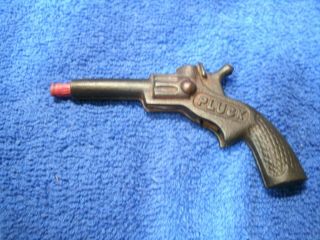 Antique Pluck Toy Cap Gun Pistol,  Us Cast Iron,  3 1/2 " Handle To Barrel