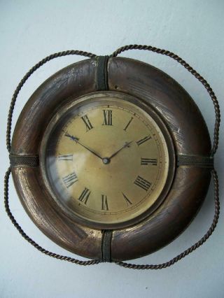 Unusual Antique Swiss? Desk Clock - Lifebuoy - Nautical