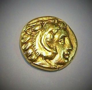 Ancient Greek Gold Coin AV Hemi Hekte Stater Palladion Athena Herakles 330 BC 11