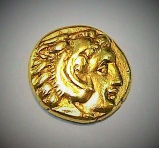 Ancient Greek Gold Coin AV Hemi Hekte Stater Palladion Athena Herakles 330 BC 2