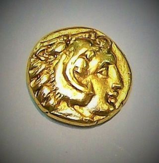 Ancient Greek Gold Coin AV Hemi Hekte Stater Palladion Athena Herakles 330 BC 4