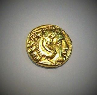 Ancient Greek Gold Coin AV Hemi Hekte Stater Palladion Athena Herakles 330 BC 8
