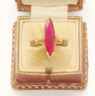 Exceptional Antique Unusual Large 5.  2ct Maquise Cut Pink Sapphire 18ct Gold Ring