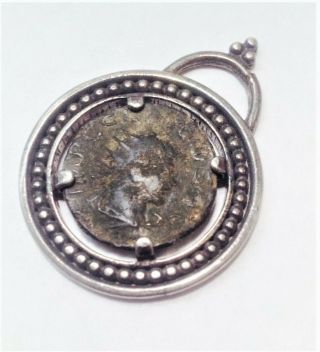 Silver Necklace Set With Ancient Roman Coin From Jerusalem.