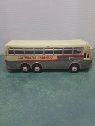 Vintage Tin Friction Silver Eagle Express Continental Trailways Bus 10 1/2 "
