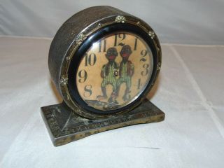 1920 ' S BLACK AMERICANA ALARM CLOCK NEEDS WORK. 2