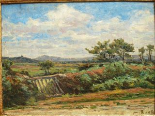 19th Century FRENCH IMPRESSIONIST SUMMER LANDSCAPE Antique Oil Painting SIGNED 2