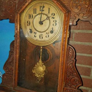 Antique Oak Clock Made By E Ingraham In Conn.