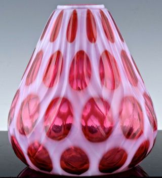 2 VINTAGE CRANBERRY OPALESCENT GLASS VASES - UNUSUAL FORM FENTON 2