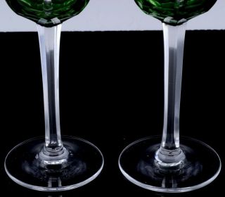 V.  SET 6 GREEN CUT CLEAR BOHEMIAN GLASS LIQUEUR VODKA SHOT STEMWARE GLASSES 7