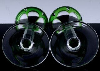 V.  SET 6 GREEN CUT CLEAR BOHEMIAN GLASS LIQUEUR VODKA SHOT STEMWARE GLASSES 8