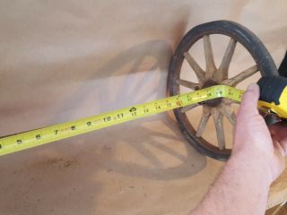 Antique Vintage Wooden Spoke Wheels With Rubber tire 12in With Axel 22 In Long 8