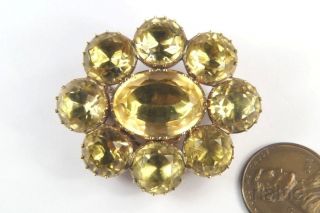 Substantial Antique English Georgian Period 9k Gold Foiled Citrine Brooch C1820