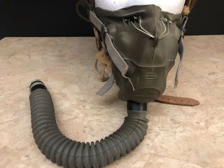 Vintage WWII Type A - 2 Air For Flight Cap w/ Type A - 10 Pilot Oxygen Mask 2