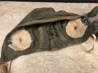 Vintage WWII Type A - 2 Air For Flight Cap w/ Type A - 10 Pilot Oxygen Mask 8
